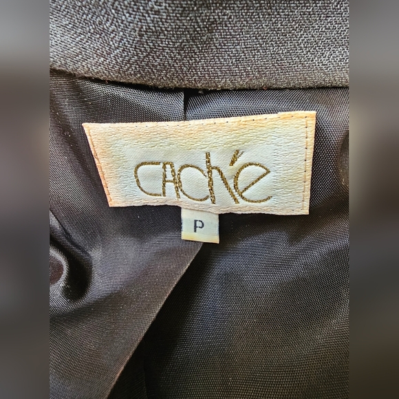 Cache Vintage Women's Skirt Suit Black with Embellished Pockets & Buttons Size 6 - Picture 7 of 11